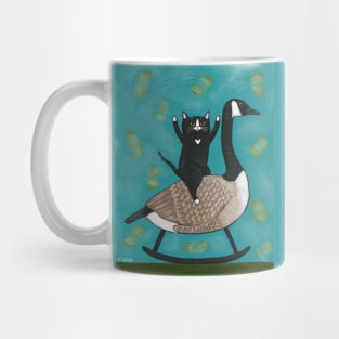 Cat on a Rocking Canadian Goose Mug